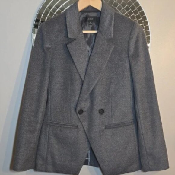 J. Crew Wool Devon Drapey Flannel Double Breasted Blazer Jacket - Picture 1 of 8
